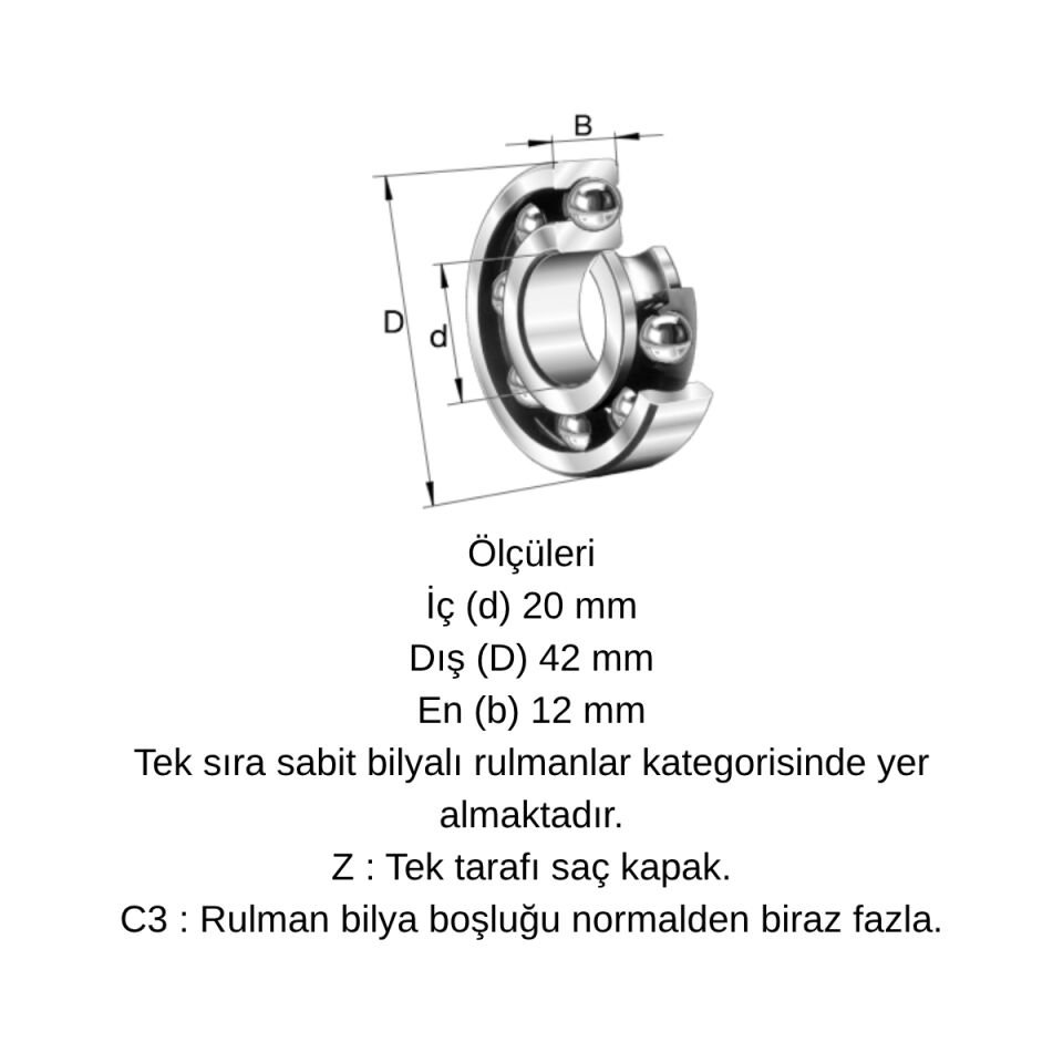 SKF 6004 2Z/C3 Bilya 20x42x12